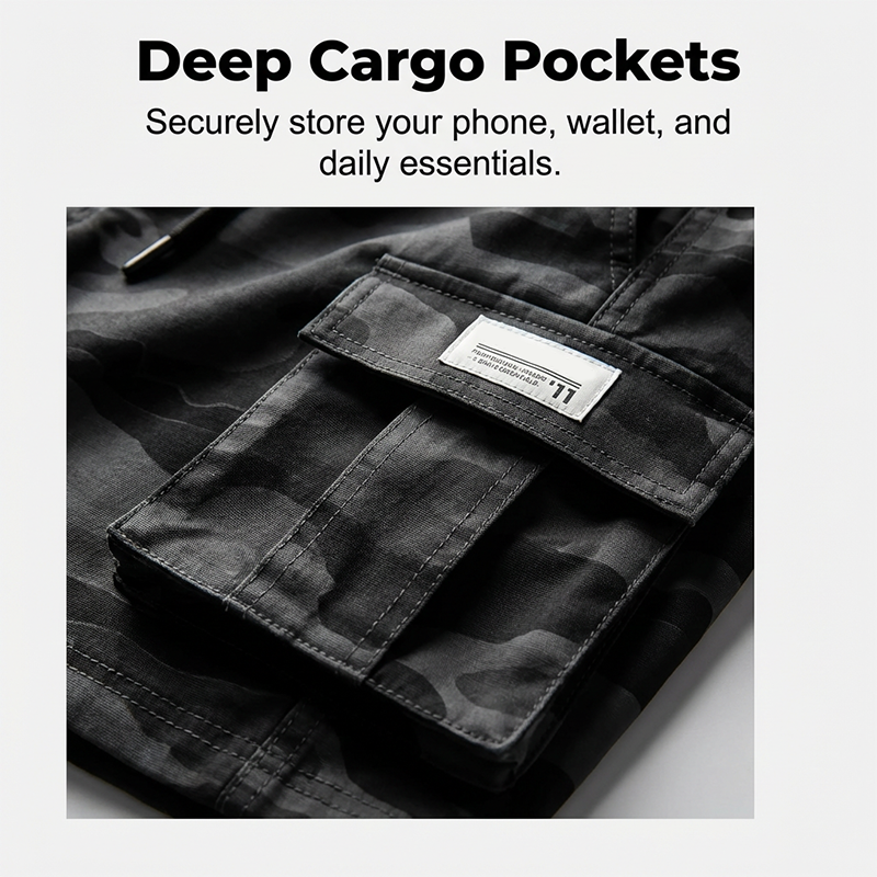 Short cargo tactique coupe ample pour homme