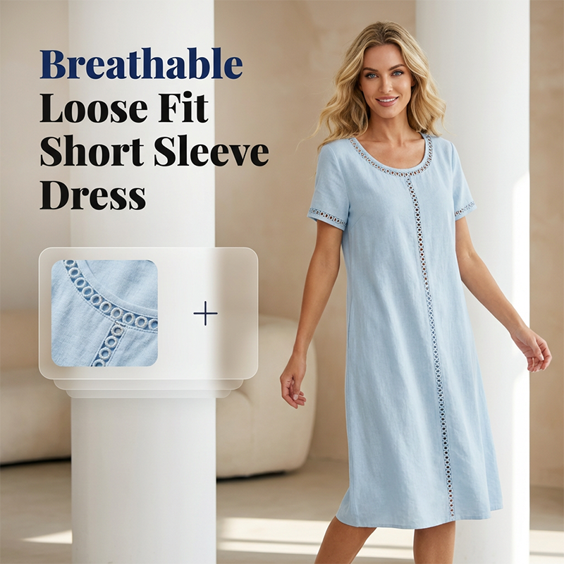 Robe ample à manches courtes pour femme