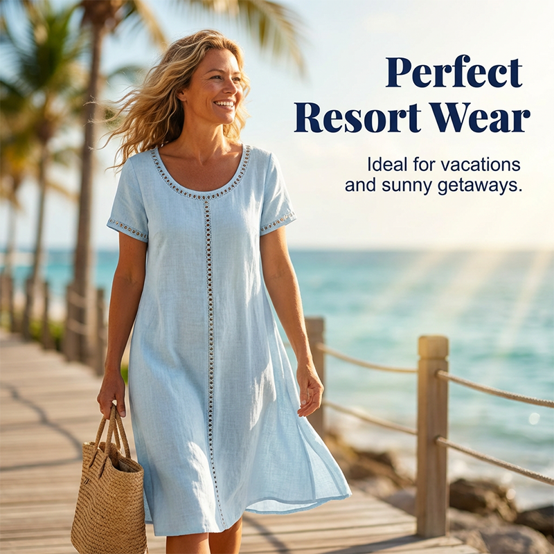 Robe ample à manches courtes pour femme