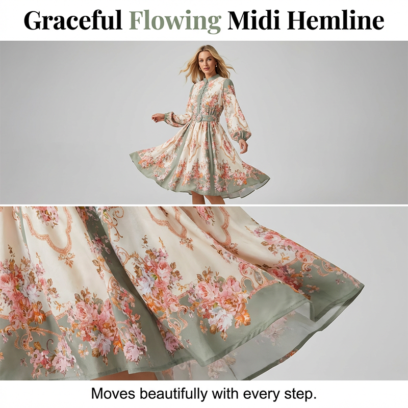 🌸 Élégance intemporelle – Robe mini à col montant et imprimé floral romantique 🌷