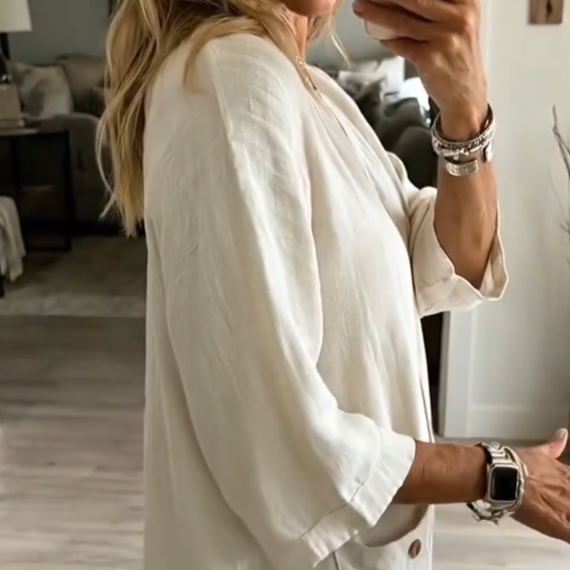 Robe midi décontractée à col en V pour femme