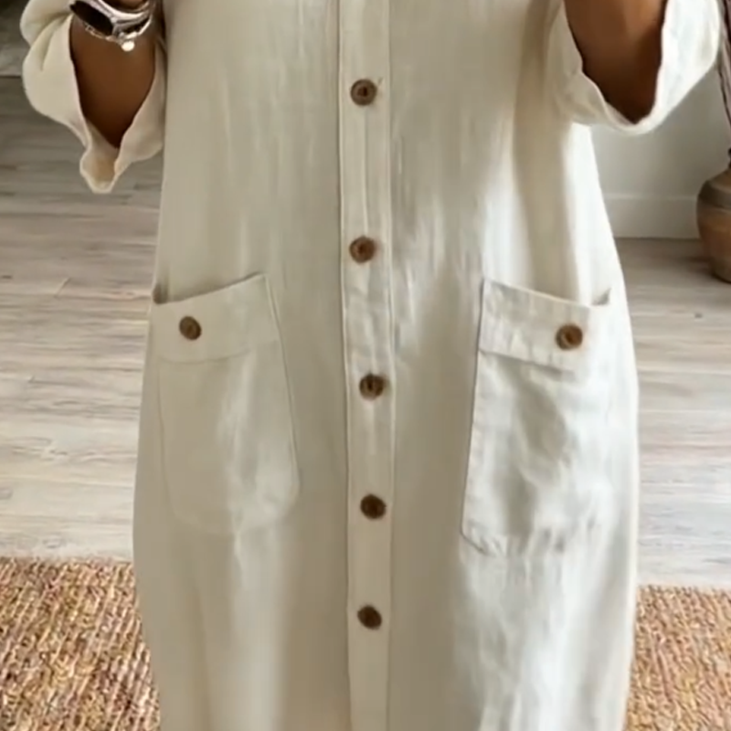 Robe midi décontractée à col en V pour femme