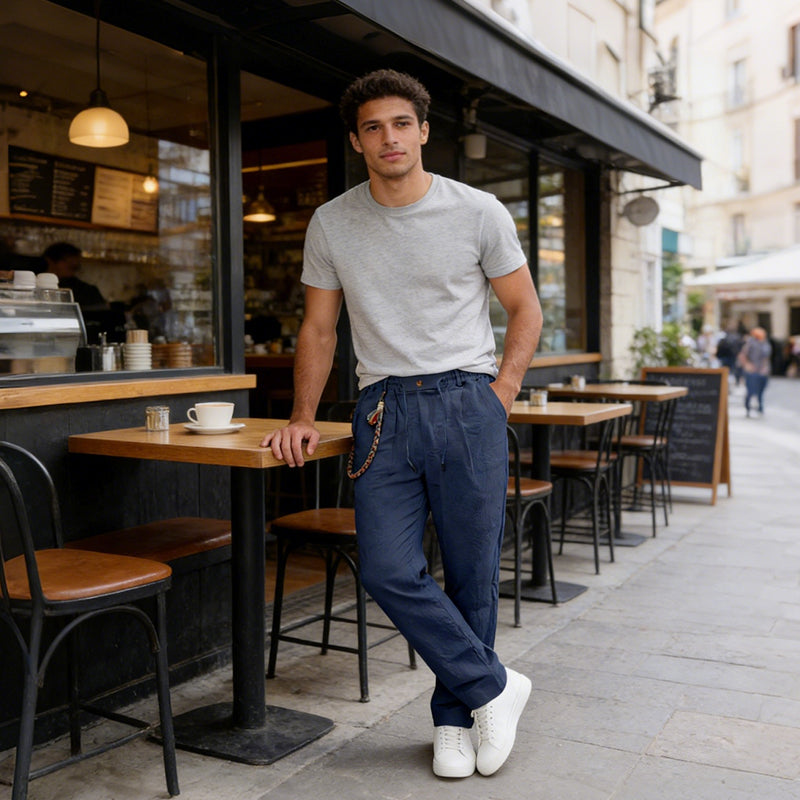 💥✨Offre spéciale à durée limitée : 50 % de réduction🌞 Pantalon à cordon de serrage en lin mélangé, style bohème chic 🌊