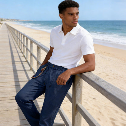 💥✨Offre spéciale à durée limitée : 50 % de réduction🌞 Pantalon à cordon de serrage en lin mélangé, style bohème chic 🌊