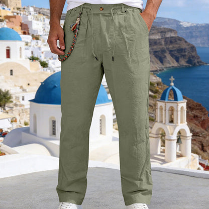 💥✨Offre spéciale à durée limitée : 50 % de réduction🌞 Pantalon à cordon de serrage en lin mélangé, style bohème chic 🌊