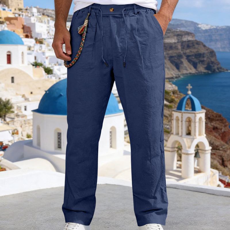 💥✨Offre spéciale à durée limitée : 50 % de réduction🌞 Pantalon à cordon de serrage en lin mélangé, style bohème chic 🌊