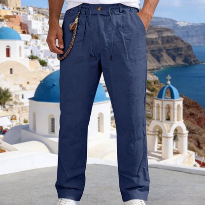 💥✨Offre spéciale à durée limitée : 50 % de réduction🌞 Pantalon à cordon de serrage en lin mélangé, style bohème chic 🌊