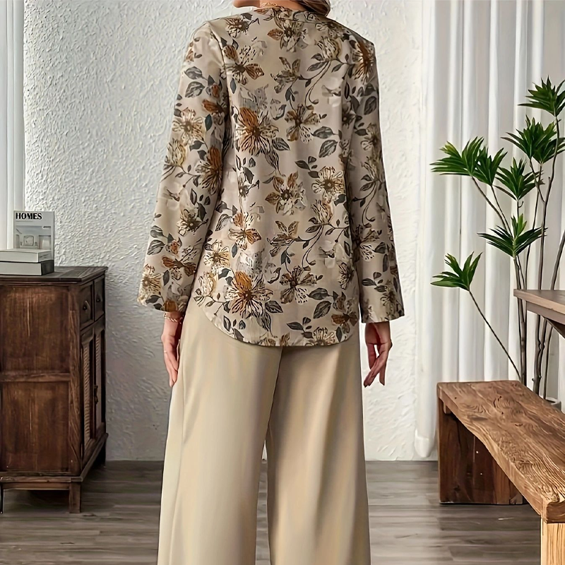 Ensemble Femme 2 Pièces : Blouse Florale et Pantalon Large