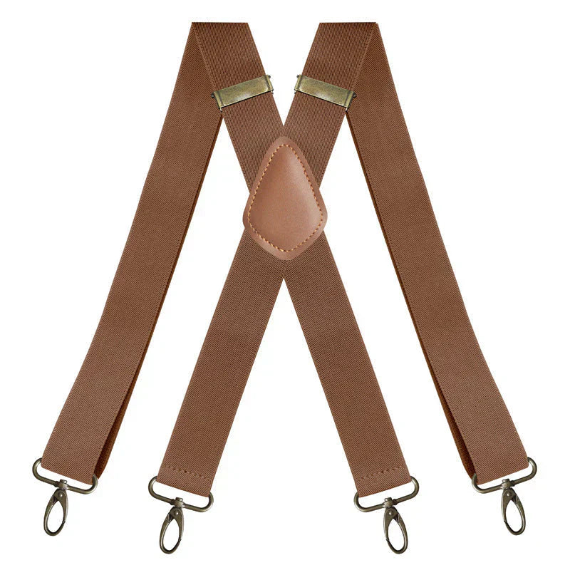 👔 PROMO LIMITÉE -50% ! ✨ Bretelles Homme Dos Croisé X – 4 Clips Amovibles Réglables, Boucle Bronze Antique, Tissu Élastique · 7 Coloris 🔥 2ème à 10€ Seulement !