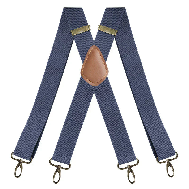 👔 PROMO LIMITÉE -50% ! ✨ Bretelles Homme Dos Croisé X – 4 Clips Amovibles Réglables, Boucle Bronze Antique, Tissu Élastique · 7 Coloris 🔥 2ème à 10€ Seulement !