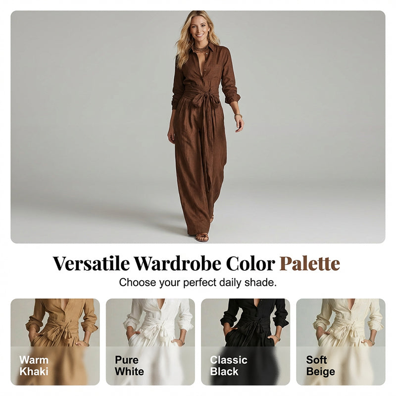 Ensemble haut à col et pantalon taille haute pour femme