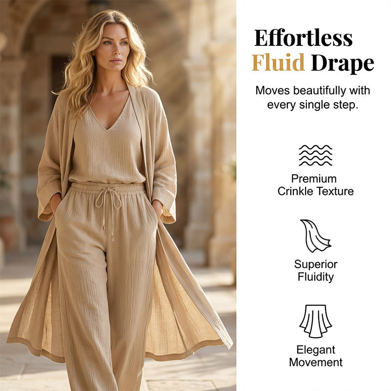 Ensemble élégant composé d'un pantalon à jambes larges et d'un cardigan
