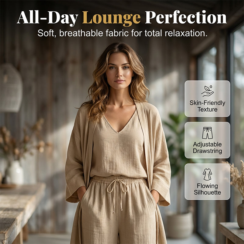 Ensemble élégant composé d'un pantalon à jambes larges et d'un cardigan