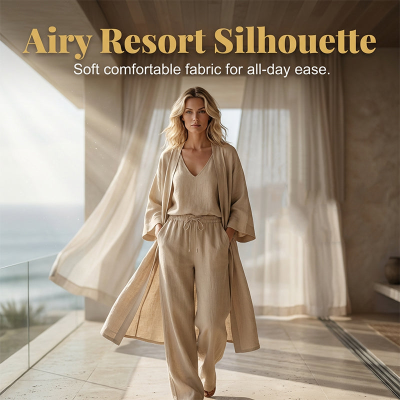 Ensemble élégant composé d'un pantalon à jambes larges et d'un cardigan