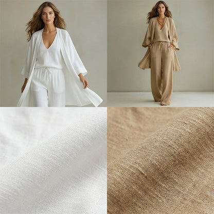 Ensemble élégant composé d'un pantalon à jambes larges et d'un cardigan