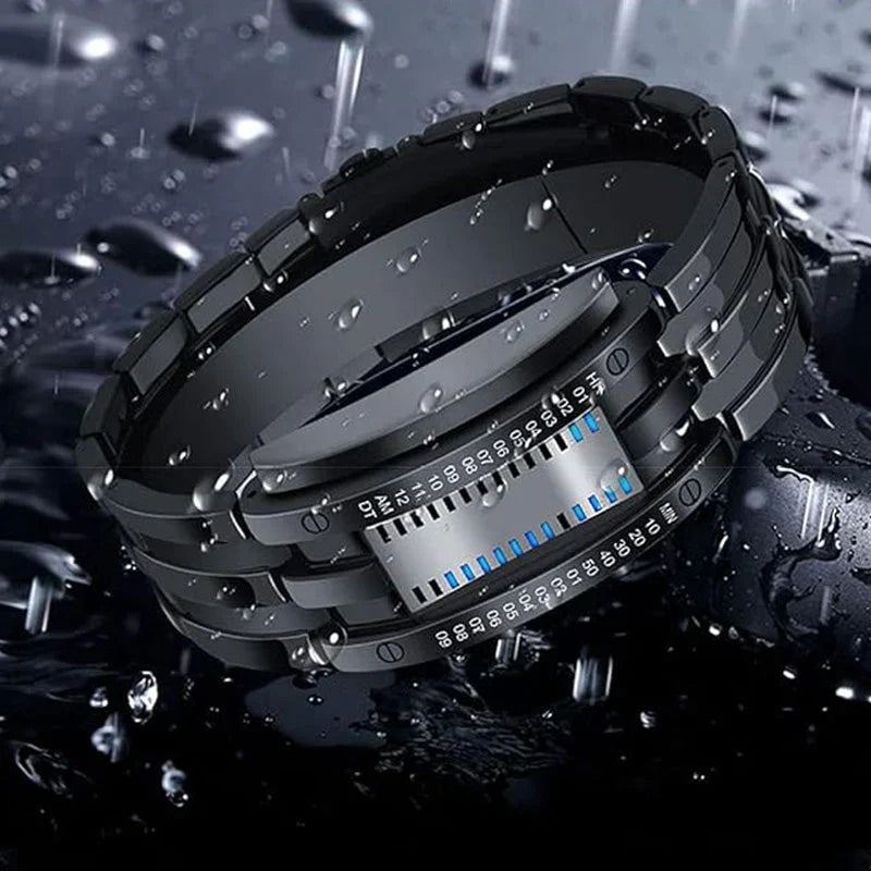 ⌚ PROMO LIMITÉE 50% DE RÉDUCTION ! ✨ Montre Binaire Homme – LED Bleue, Bracelet Acier Inox, Style Sportif & Élégant ⚡