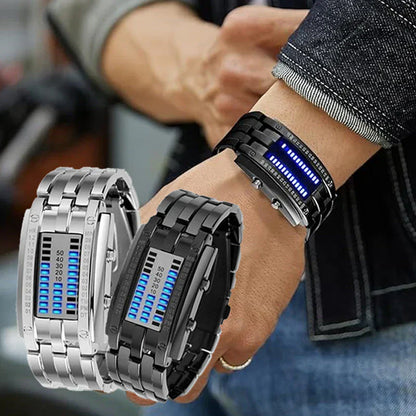 ⌚ PROMO LIMITÉE 50% DE RÉDUCTION ! ✨ Montre Binaire Homme – LED Bleue, Bracelet Acier Inox, Style Sportif & Élégant ⚡