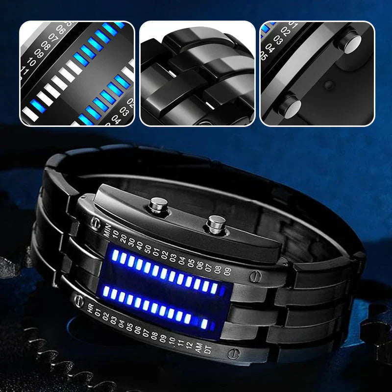 ⌚ PROMO LIMITÉE 50% DE RÉDUCTION ! ✨ Montre Binaire Homme – LED Bleue, Bracelet Acier Inox, Style Sportif & Élégant ⚡