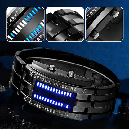 ⌚ PROMO LIMITÉE 50% DE RÉDUCTION ! ✨ Montre Binaire Homme – LED Bleue, Bracelet Acier Inox, Style Sportif & Élégant ⚡