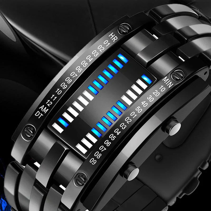 ⌚ PROMO LIMITÉE 50% DE RÉDUCTION ! ✨ Montre Binaire Homme – LED Bleue, Bracelet Acier Inox, Style Sportif & Élégant ⚡