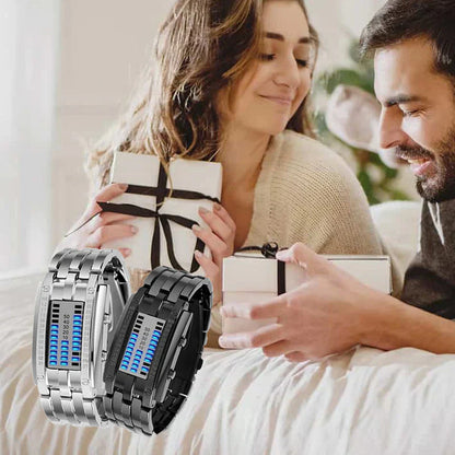 ⌚ PROMO LIMITÉE 50% DE RÉDUCTION ! ✨ Montre Binaire Homme – LED Bleue, Bracelet Acier Inox, Style Sportif & Élégant ⚡
