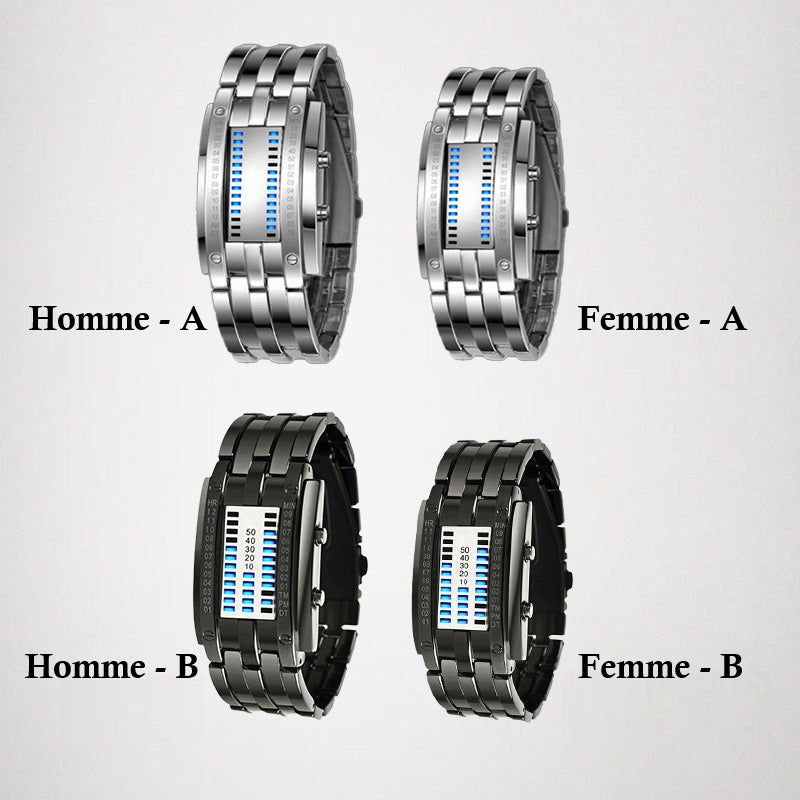⌚ PROMO LIMITÉE 50% DE RÉDUCTION ! ✨ Montre Binaire Homme – LED Bleue, Bracelet Acier Inox, Style Sportif & Élégant ⚡