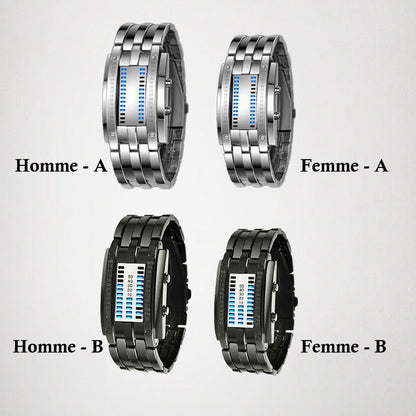 ⌚ PROMO LIMITÉE 50% DE RÉDUCTION ! ✨ Montre Binaire Homme – LED Bleue, Bracelet Acier Inox, Style Sportif & Élégant ⚡