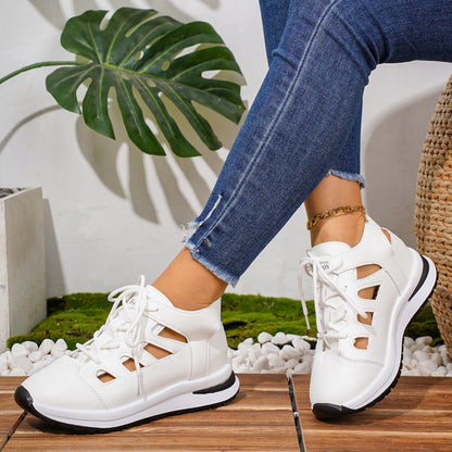Baskets à plateforme lacées ajourées et respirantes