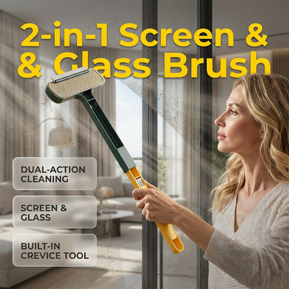 Brosse télescopique 2-en-1 pour nettoyer les vitres et les moustiquaires