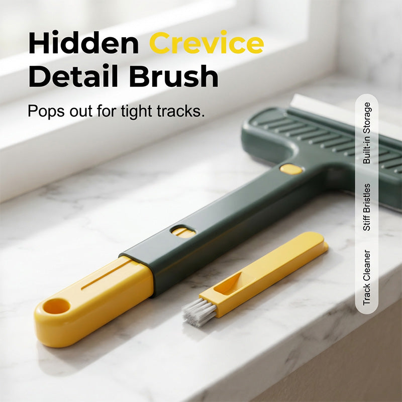 Brosse télescopique 2-en-1 pour nettoyer les vitres et les moustiquaires