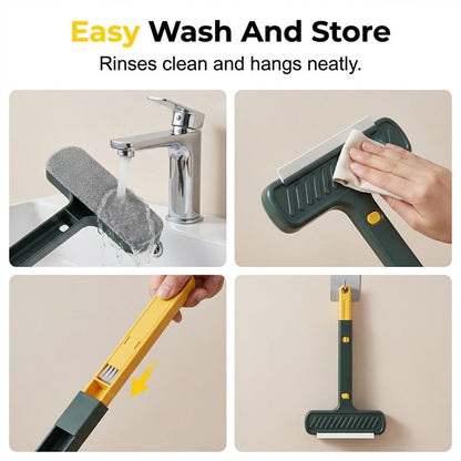 Brosse télescopique 2-en-1 pour nettoyer les vitres et les moustiquaires