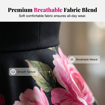 Robe midi élégante sans manches coupe trapèze à imprimé floral