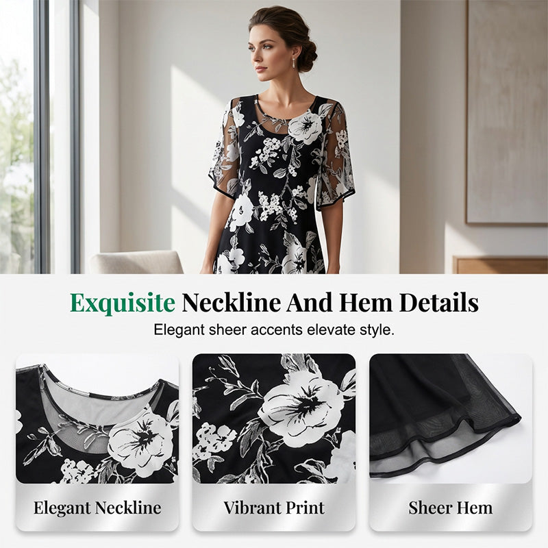 🔥Offre à durée limitée - Robe élégante en mousseline à imprimé floral pour femme✈️