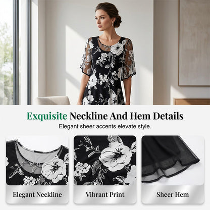 🔥Offre à durée limitée - Robe élégante en mousseline à imprimé floral pour femme✈️