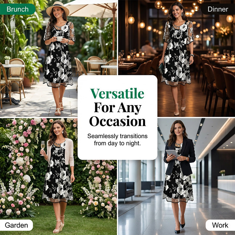 🔥Offre à durée limitée - Robe élégante en mousseline à imprimé floral pour femme✈️