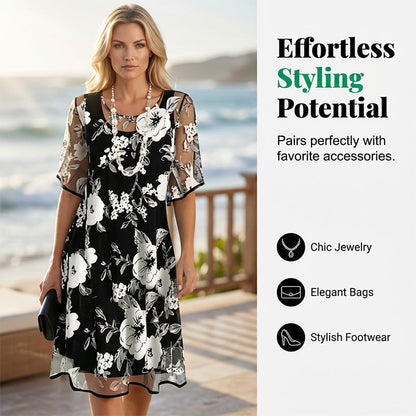 🔥Offre à durée limitée - Robe élégante en mousseline à imprimé floral pour femme✈️