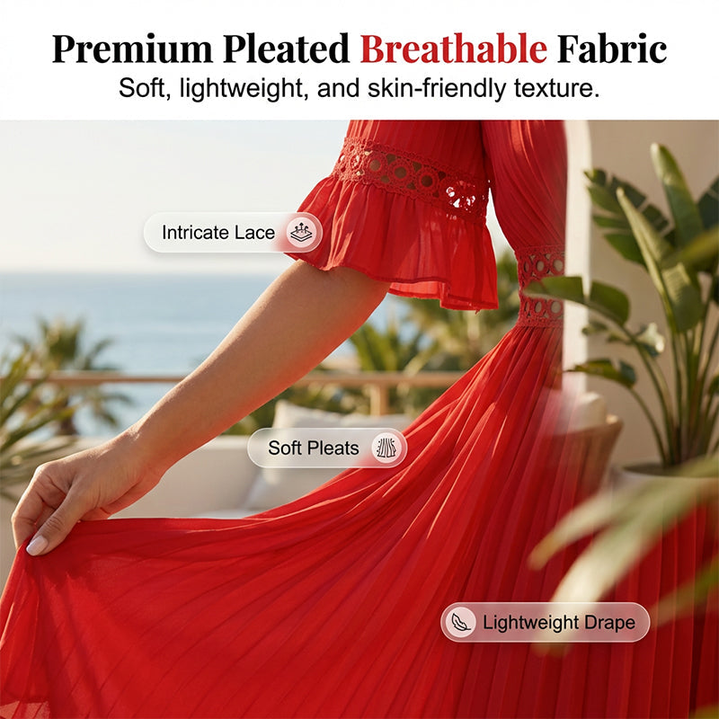 Robe chic à col en V avec découpes en dentelle