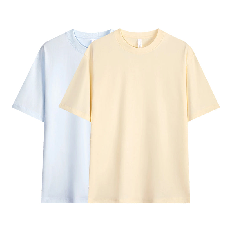 T-shirt unisexe en pur coton uni à épaules tombantes