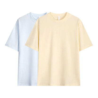 T-shirt unisexe en pur coton uni à épaules tombantes
