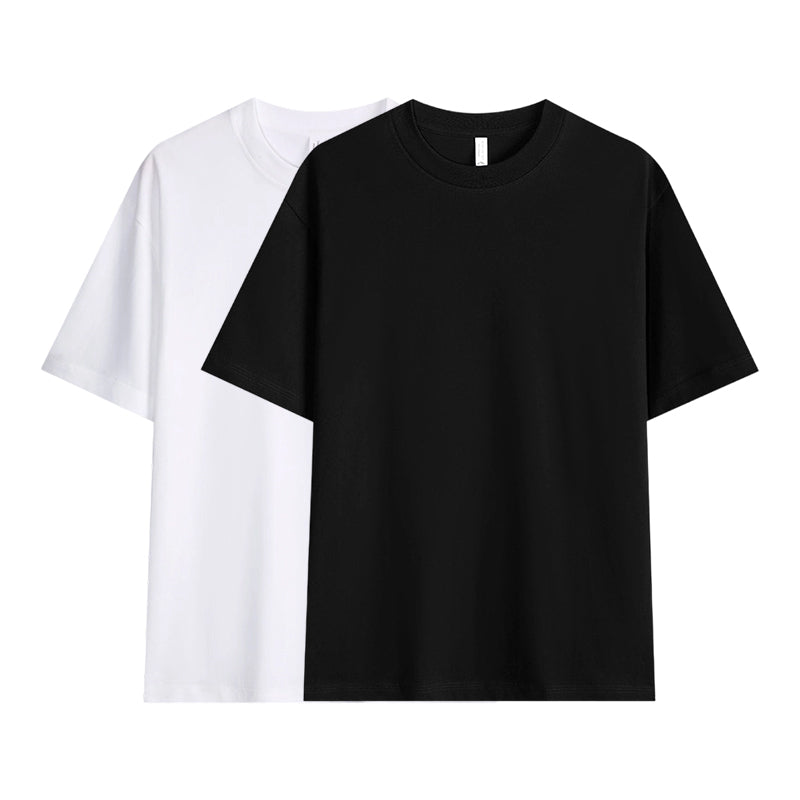 T-shirt unisexe en pur coton uni à épaules tombantes