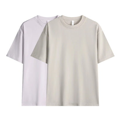 T-shirt unisexe en pur coton uni à épaules tombantes