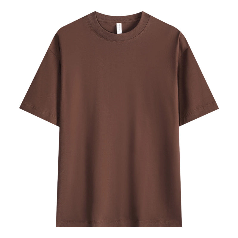 T-shirt unisexe en pur coton uni à épaules tombantes