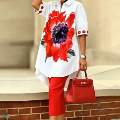 Ensemble deux pièces à imprimé floral pour femme
