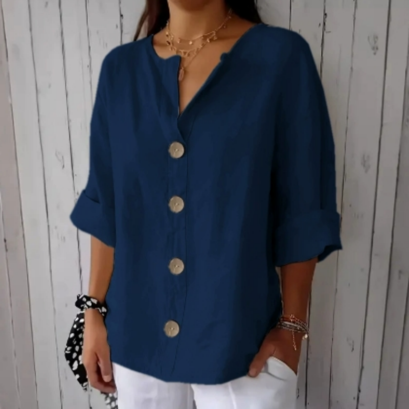 👕 PROMO LIMITÉE 50% DE RÉDUCTION ! ✨ Haut Boutonné Ample pour Femme – Infroissable, Respirant, Polyvalent 🌿