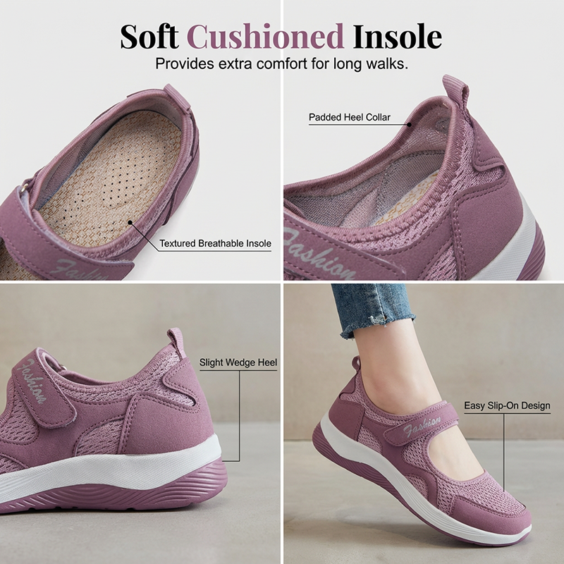 Chaussures plates décontractées en maille légère pour femme