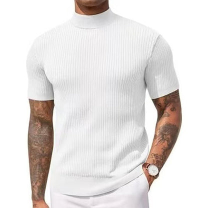 👕 50 % DE RÉDUCTION POUR UNE DURÉE LIMITÉE ! ✨ T-shirt slim à col montant pour homme – En jersey côtelé, manches courtes, 6 coloris 🍁