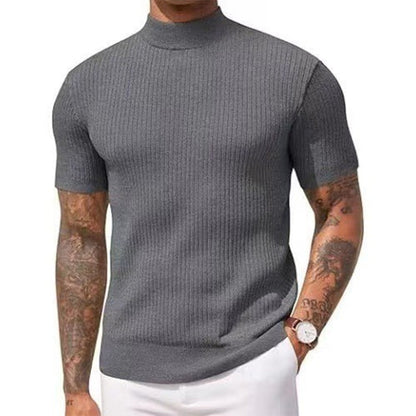 👕 50 % DE RÉDUCTION POUR UNE DURÉE LIMITÉE ! ✨ T-shirt slim à col montant pour homme – En jersey côtelé, manches courtes, 6 coloris 🍁