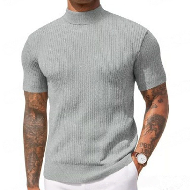 👕 50 % DE RÉDUCTION POUR UNE DURÉE LIMITÉE ! ✨ T-shirt slim à col montant pour homme – En jersey côtelé, manches courtes, 6 coloris 🍁