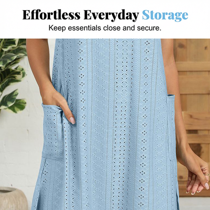 🔥Robe décontractée sans manches à col rond et poches pour femme✈️