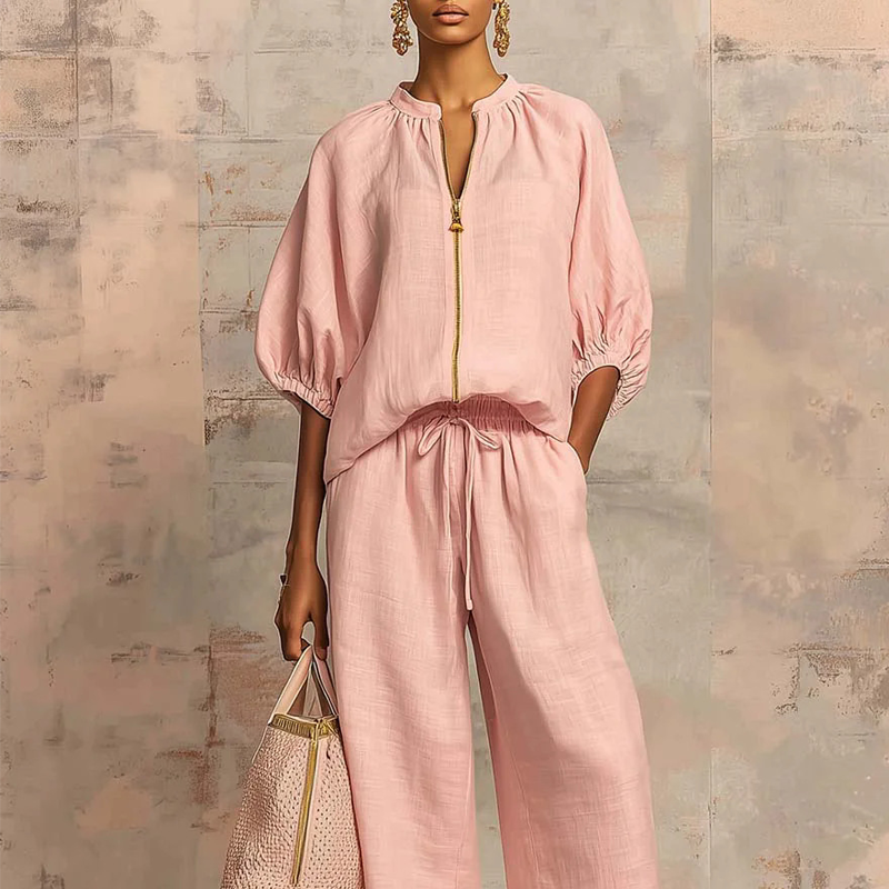 ✨50% DE RÉDUCTION👕Ensemble de Survêtement Décontracté 2 Pièces – Pantalon Large, Manches Bouffantes, Cordon de Serrage🍂